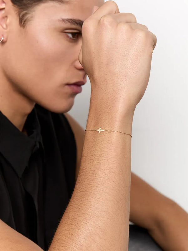 14kt Mini Cross BraceletMATEO Jewelry New York