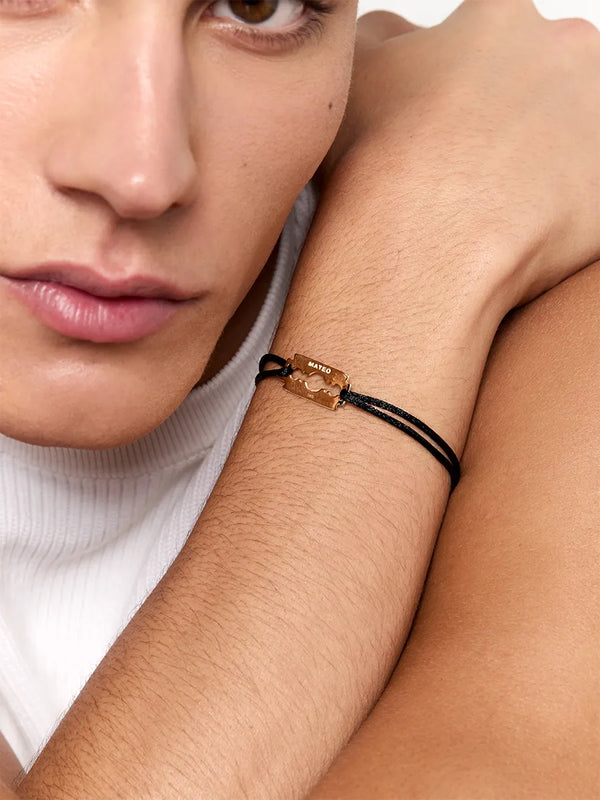 14kt Razor Blade on Black Nylon BraceletMATEO Jewelry New York