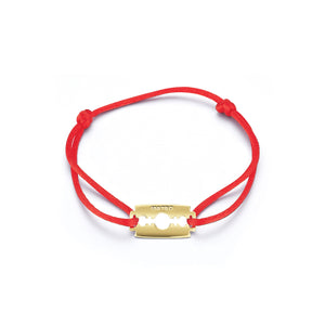 Lâmina de barbear 14kt com pulseira de nylon vermelho