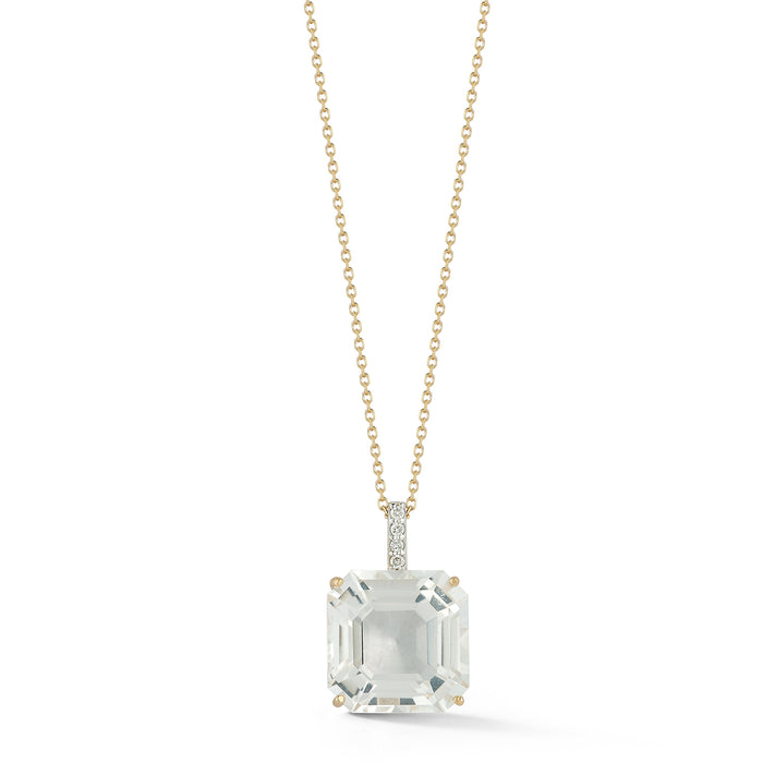 Asscher Cut White Topaz Necklace