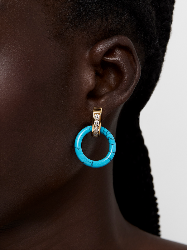 14kt Deluxe Donut Door Knocker Earring Set