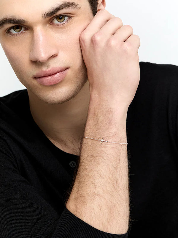 Silver Mini Diamonds Cross BraceletMATEO Jewelry New York
