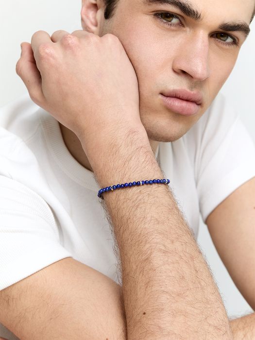 Hex Nut Lapis Bead Bracelet