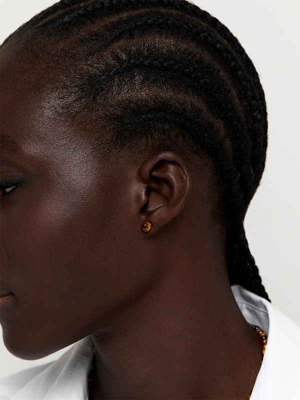 14kt 6mm Tigers Eye Studs
