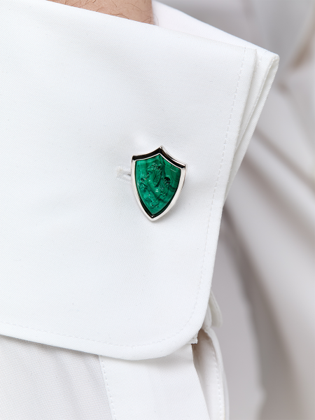 Carved Stallion Malachite Shield Cufflinks
