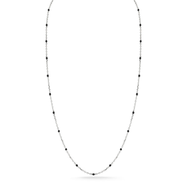 Black Enamel Station Chain Necklace
