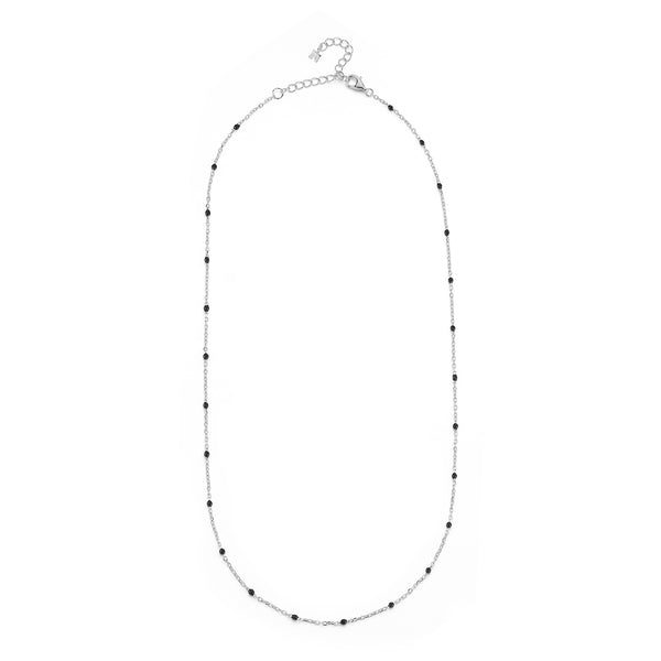 Black Enamel Station Chain Necklace