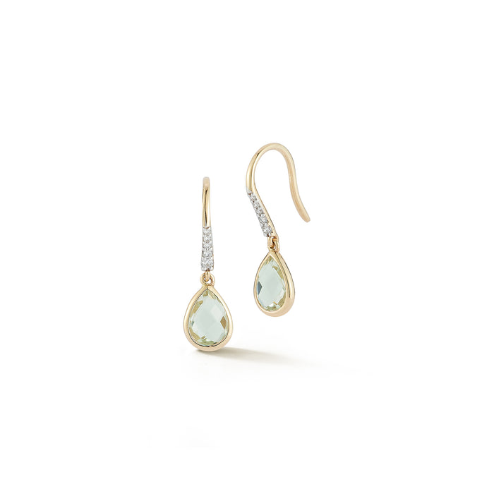 Bezeled Green Amethyst Drop Earrings