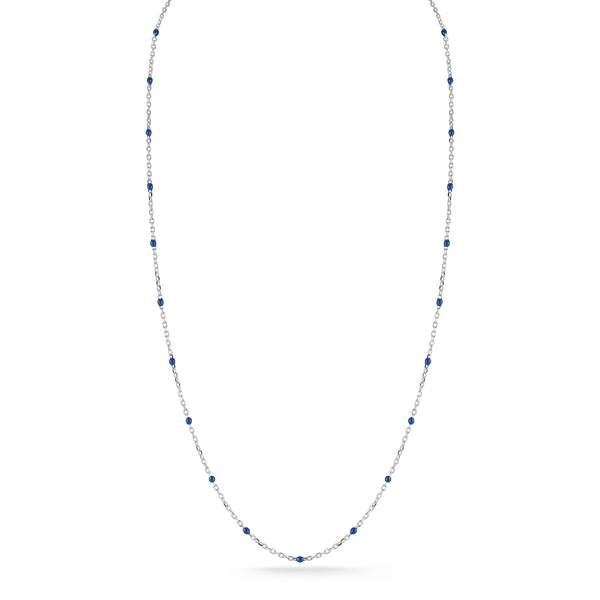Blue Enamel Station Chain Necklace
