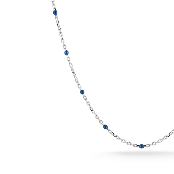 Blue Enamel Station Chain Necklace