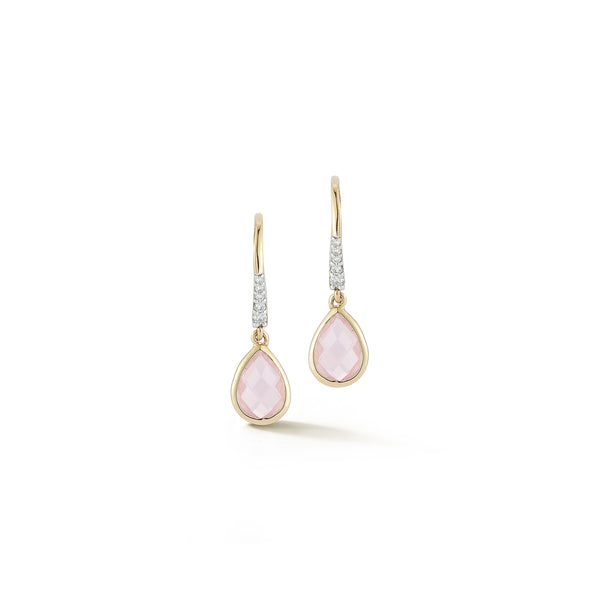 Bezeled Pink Topaz Drop Earrings