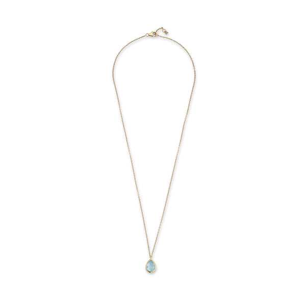 14kt Blue Topaz Bezel Pear Drop Necklace