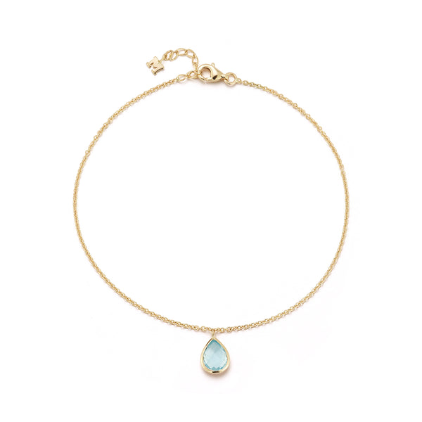 Swiss Blue Topaz Pear Anklet