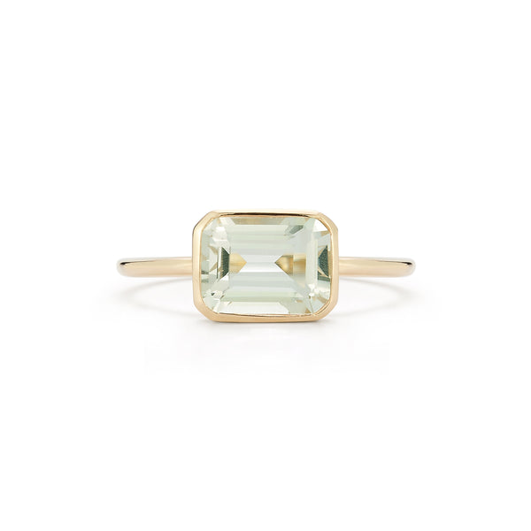 14kt Green Amethyst Bezeled Ring