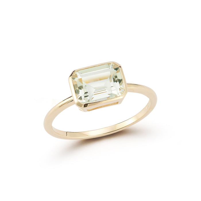 Green Amethyst Bezeled Ring