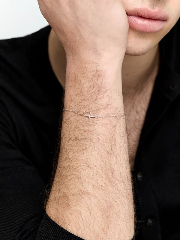 Silver Mini Diamonds Cross BraceletMATEO Jewelry New York