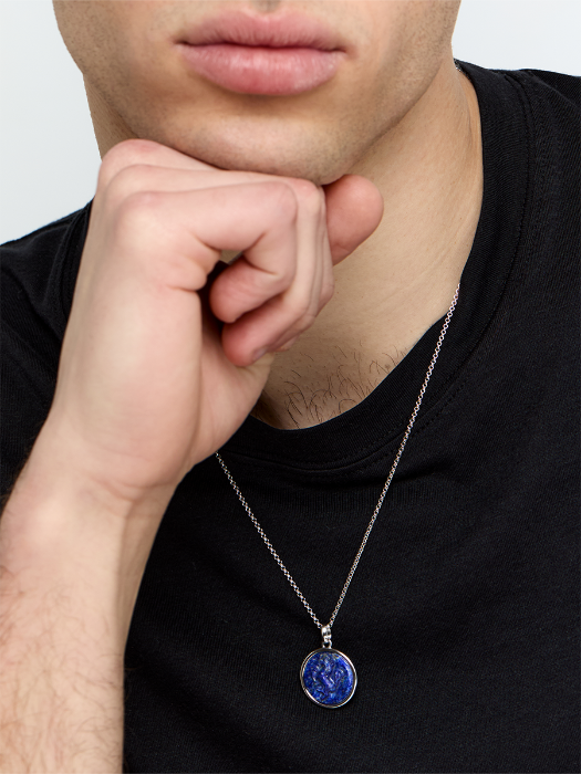Stallion Carved Lapis Necklace