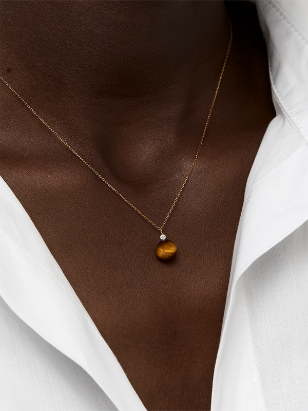 Tigers Eye Diamond Dot Necklace