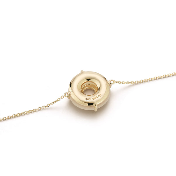 14kt Lapis Donut Diamond Inner Circle Chain Bracelet
