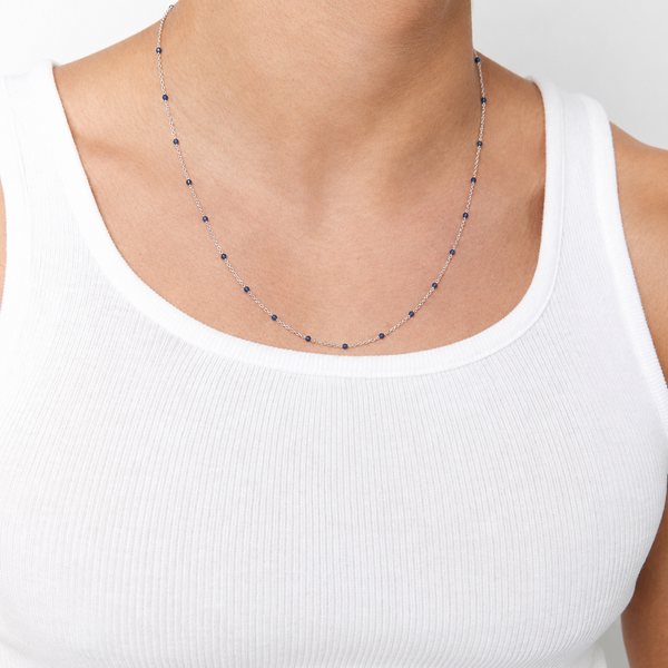 Blue Enamel Station Chain Necklace
