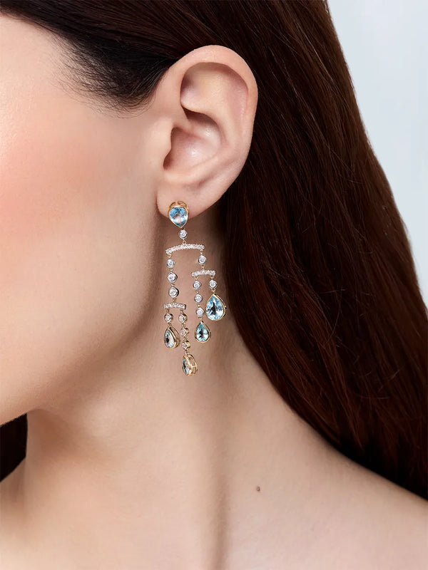14kt Blue Topaz and Diamond Mobile EarringsMATEO Jewelry New York