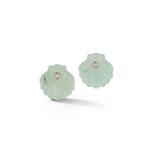 Carved Jade Venus Shell Studs