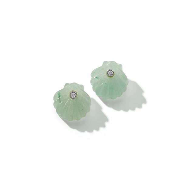 Carved Jade Venus Shell Studs