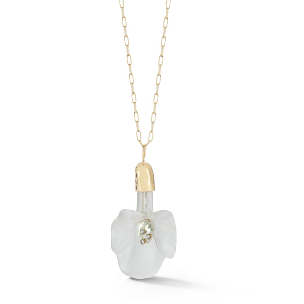 Calla Lily Pearl and Diamond Necklace