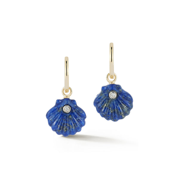 Carved Lapis Venus Drop Earrings