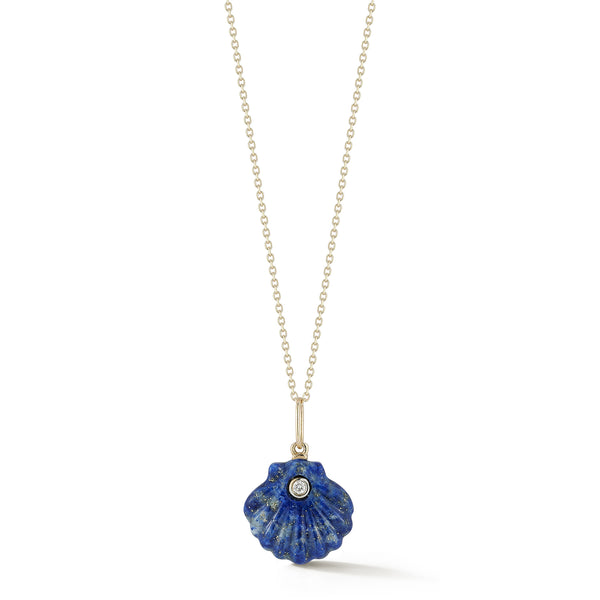 Carved Lapis Venus Shell Necklace
