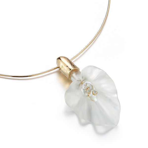 14kt Calla Lily Baroque Pearl and Diamond choker