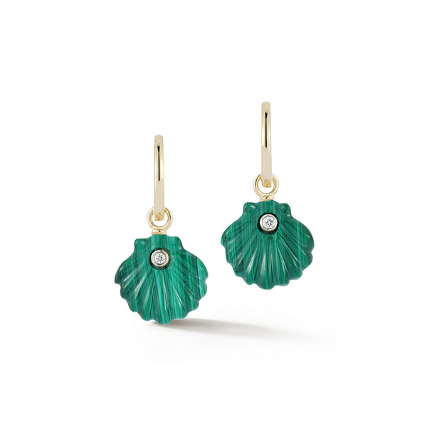 Carved Malachite Venus Drop Earrings