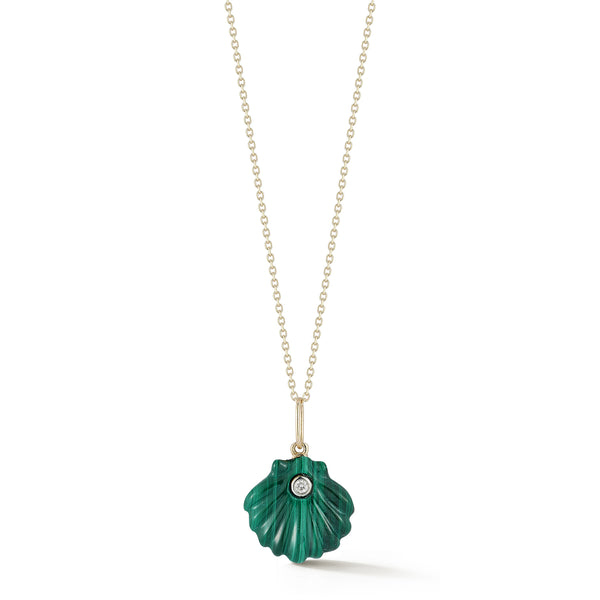 14kt Carved Malachite Venus Shell Necklace – MATEO