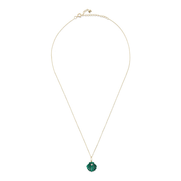 Carved Malachite Venus Shell Necklace
