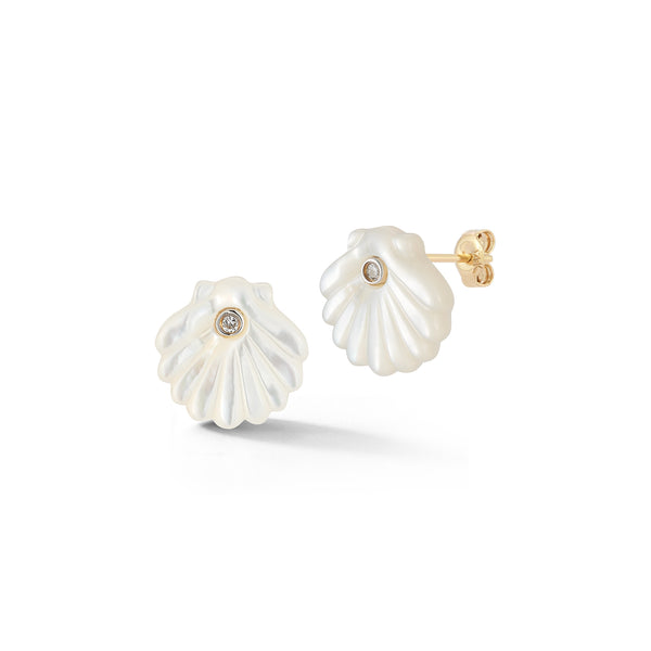Carved Mother of Pearl Venus Shell Studs