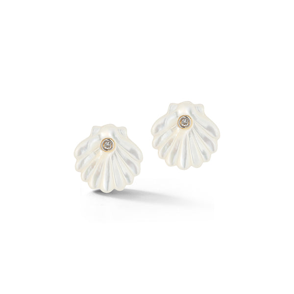 Carved Mother of Pearl Venus Shell Studs