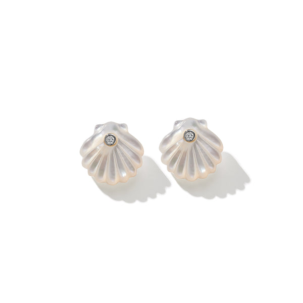 Carved Mother of Pearl Venus Shell Studs