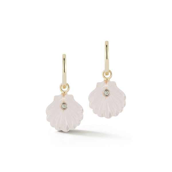 Carved Rose Quartz  Venus Drop Earrings
