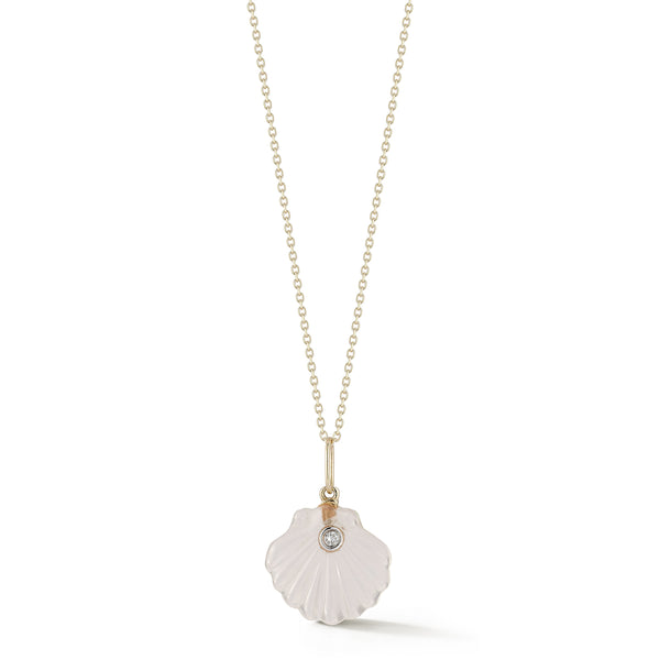 Carved Rose Quartz Venus Shell Necklace