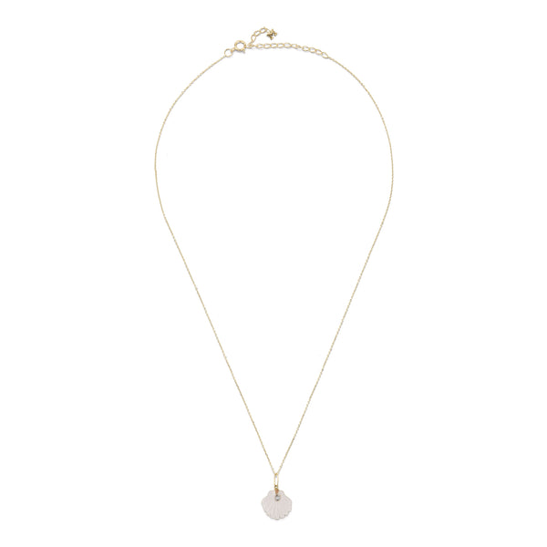 Carved Rose Quartz Venus Shell Necklace