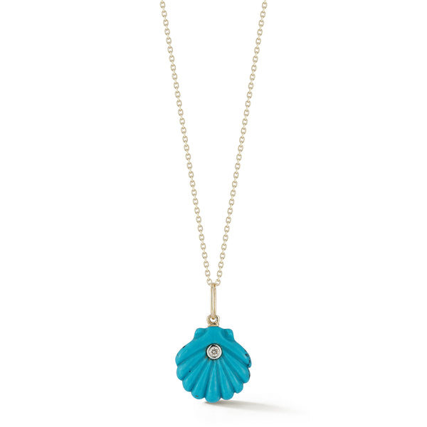 Carved Turquoise Venus Shell Necklace