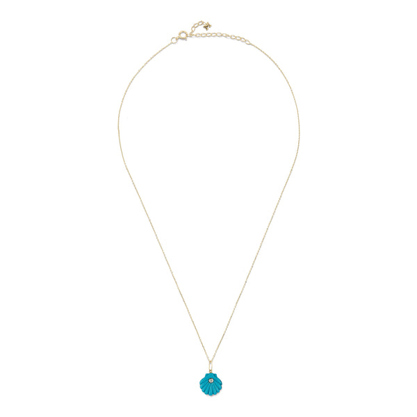 Carved Turquoise Venus Shell Necklace