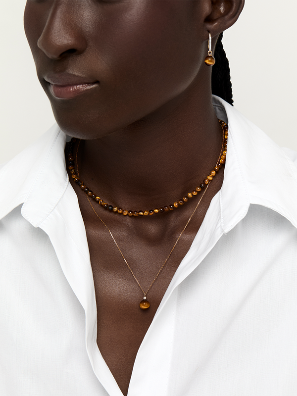 14kt Tigers Eye Beaded Necklace