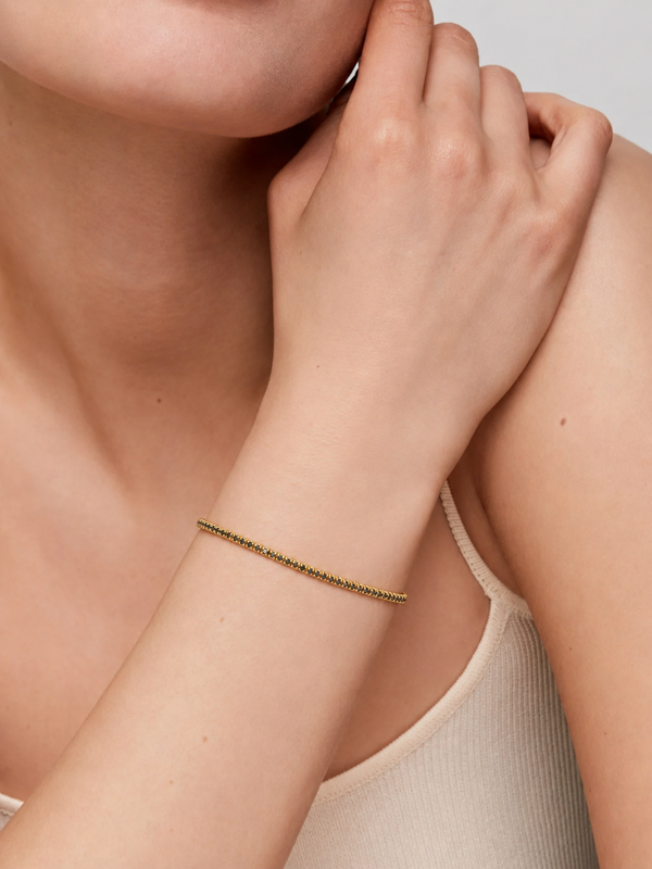 Gold & Black Diamond Tennis Bracelet