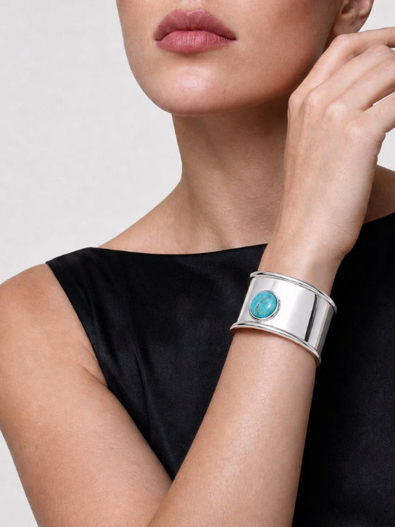 Off Centered Turquoise Cuff