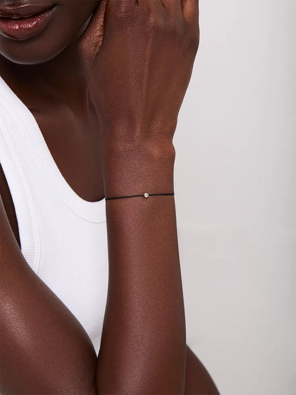 14kt Diamond Dot on  Black Nylon Bracelet - WomenMATEO Jewelry New York