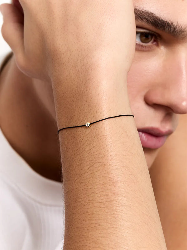 14kt Diamond Dot on Black Nylon Bracelet - MenMATEO Jewelry New York