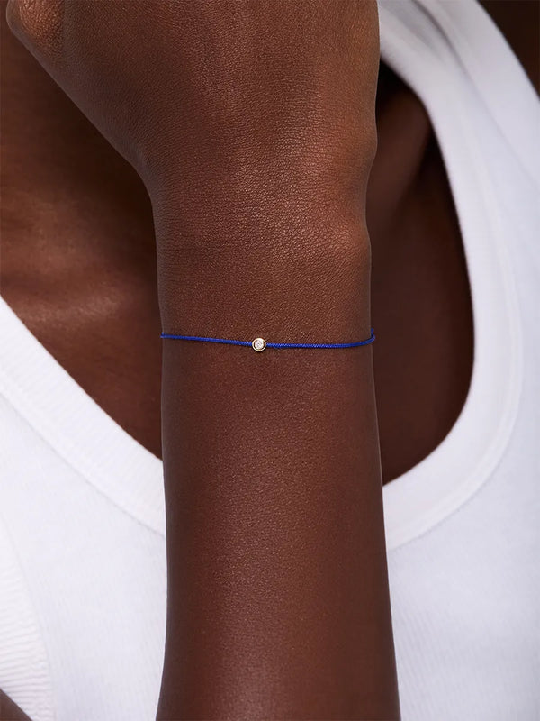 14kt Diamond Dot on Blue Nylon Bracelet - WomenMATEO Jewelry New York