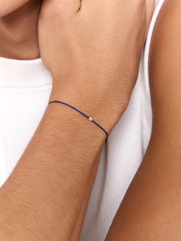 14kt Diamond Dot on Blue Nylon Bracelet - MenMATEO Jewelry New York