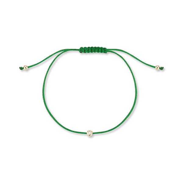 14kt Diamond Dot on Green Nylon Bracelet - Women
